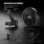 Ventilador oscilante con 10 niveles de oscilación de ángulo amplio