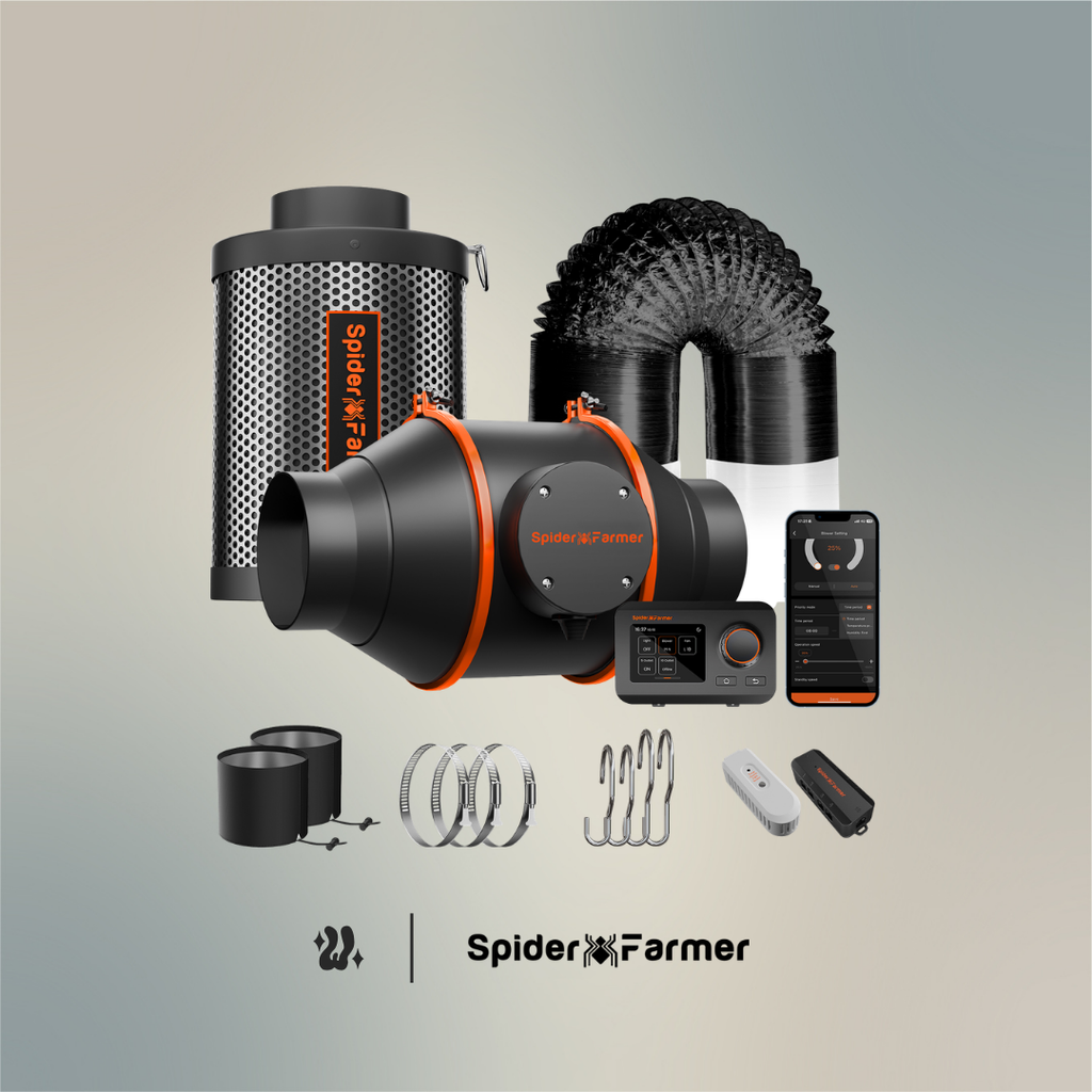 Kit de ventilación de 4 pulgadas del kit con extractor de 205 CFM, filtro de carbón y controlador GGS