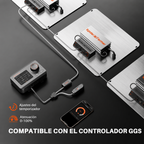 SF1000 incluye ganchos de acero inoxidable, poleas ajustables y cable de alimentación de 2 m