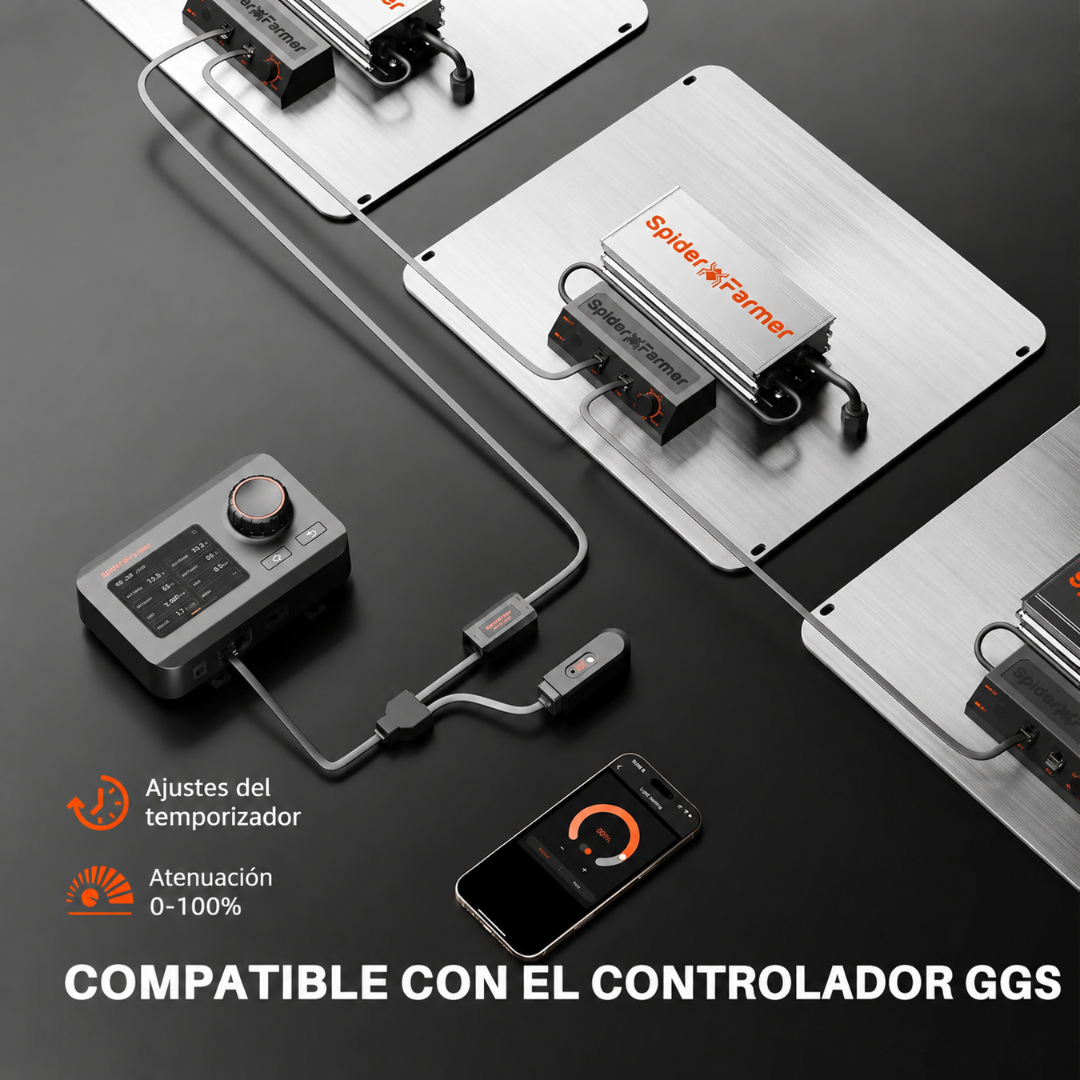 SF1000 incluye ganchos de acero inoxidable, poleas ajustables y cable de alimentación de 2 m